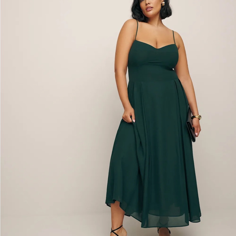 Reformation Dark Green Midi Dress